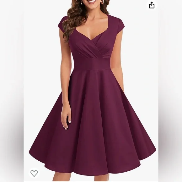 NWOT - Bbonlinedress Women Short 1950s Retro Vintage Cocktail Party Swing Dress - Picture 1 of 5